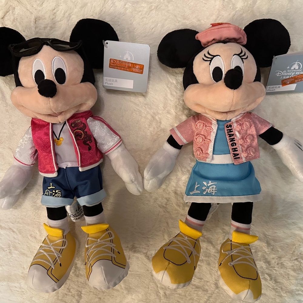 Authentic Disney New Year Mickey & Minnie Mouse Plush Shanghai Disneyland